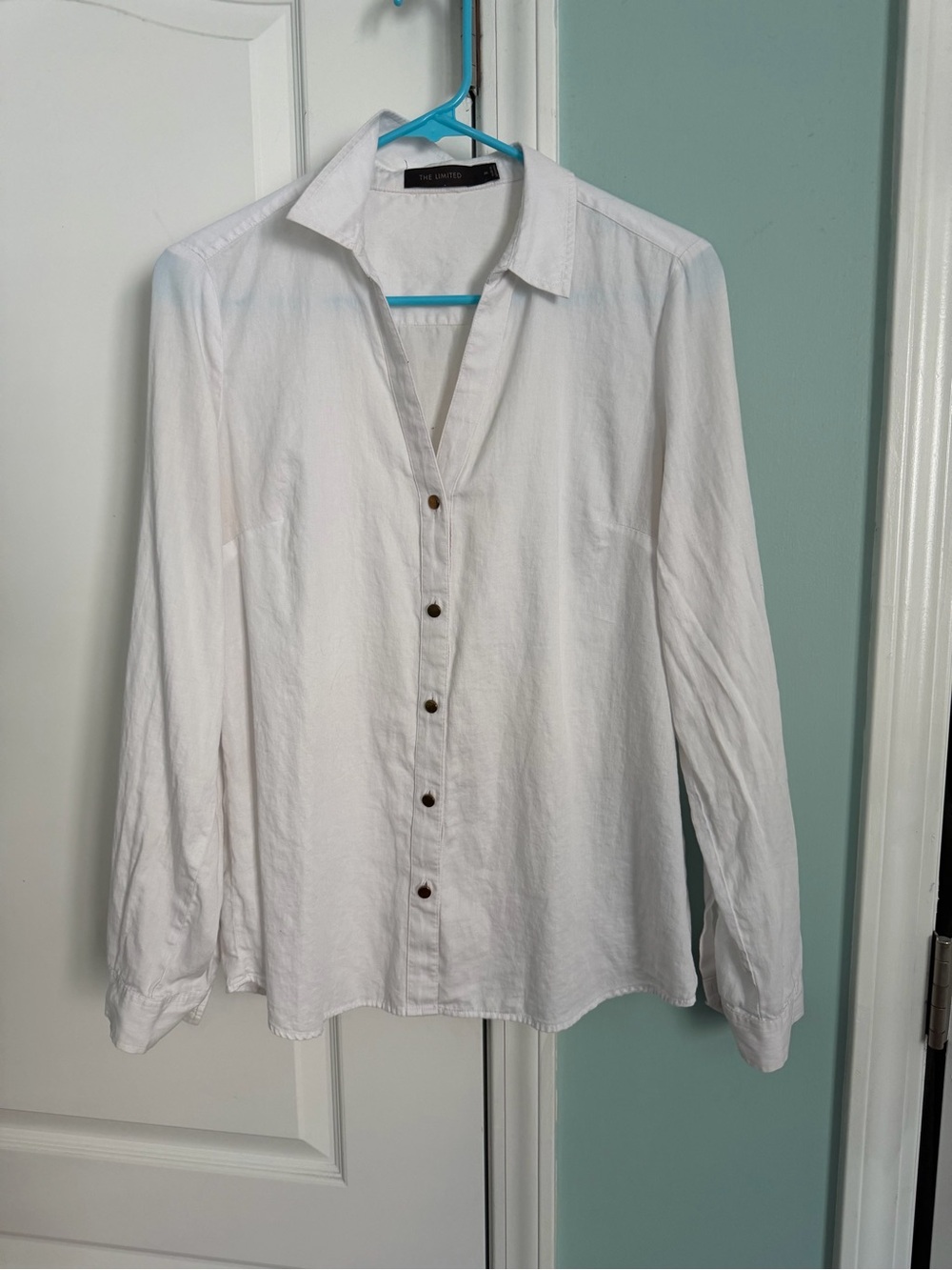 The Limited White Button-Up Collared Women's Shirt